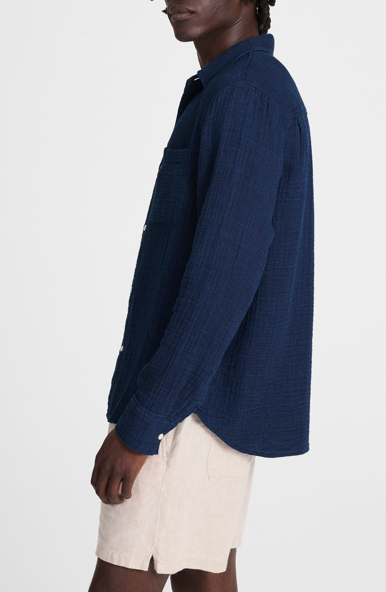 Madewell Indigo Dyed Cotton Button-Up Shirt, Alternate, color, Dark Indigo