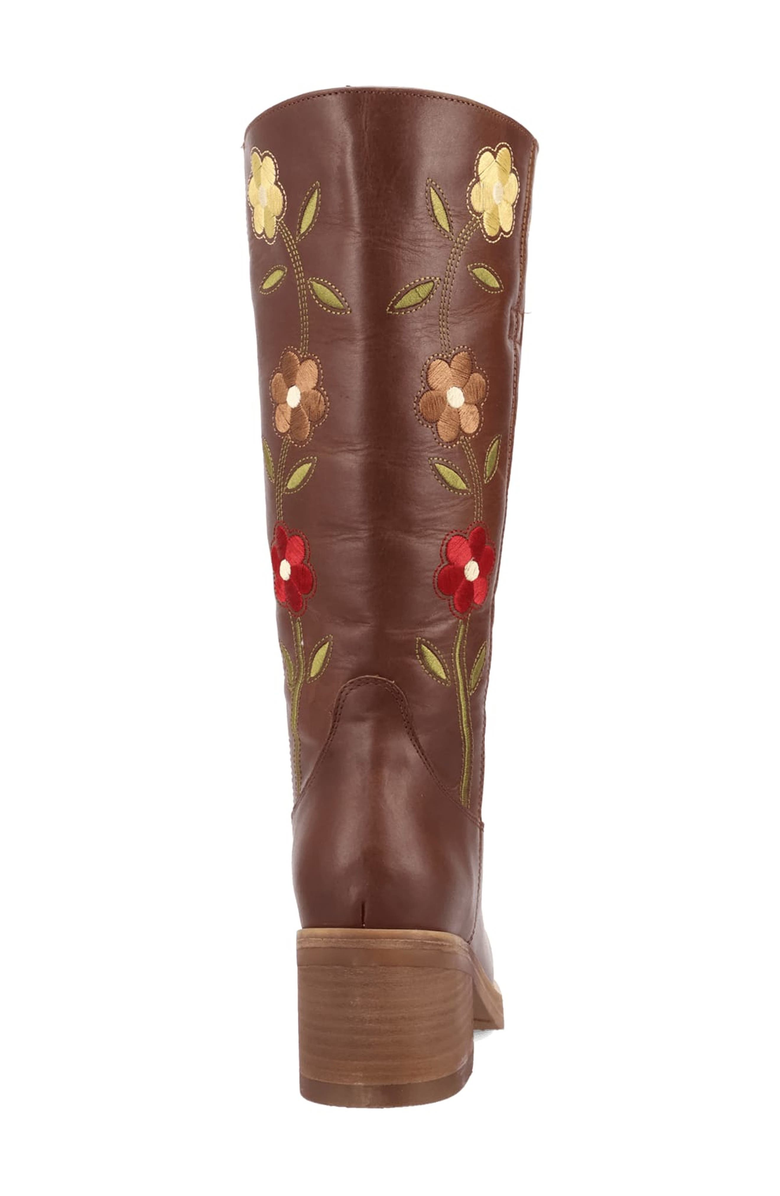 Bloom Embroidered Boot, Alternate, color, BROWN
