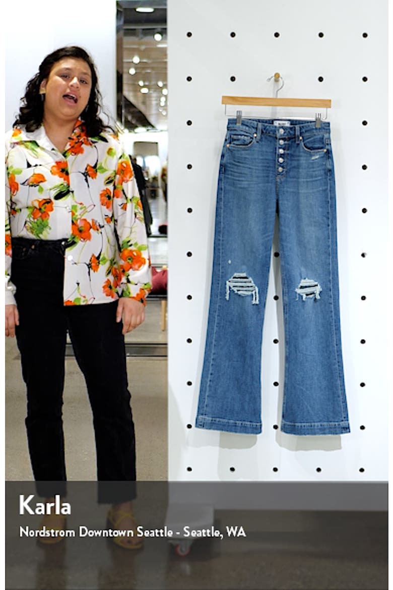 Leenah High Waist Exposed Button Fly Flare Leg Jeans video