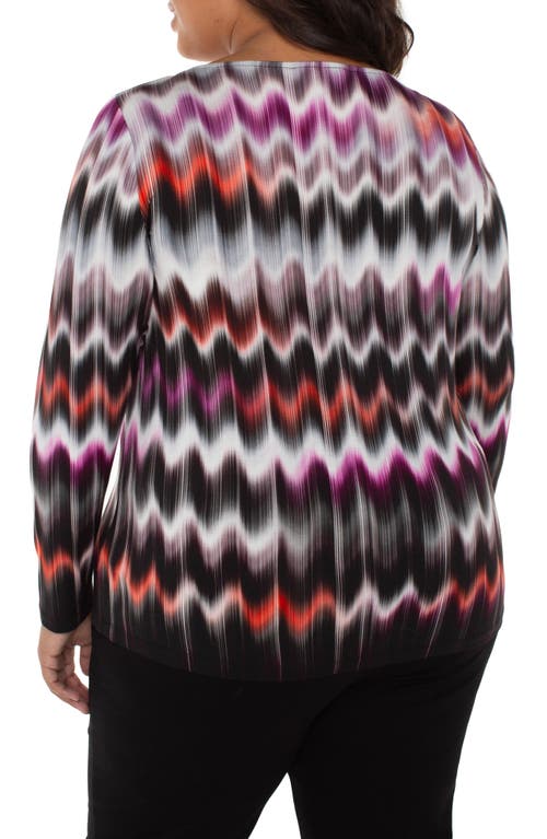 Liverpool Los Angeles Abstract Print Boat Neck Long Sleeve Top In Multi