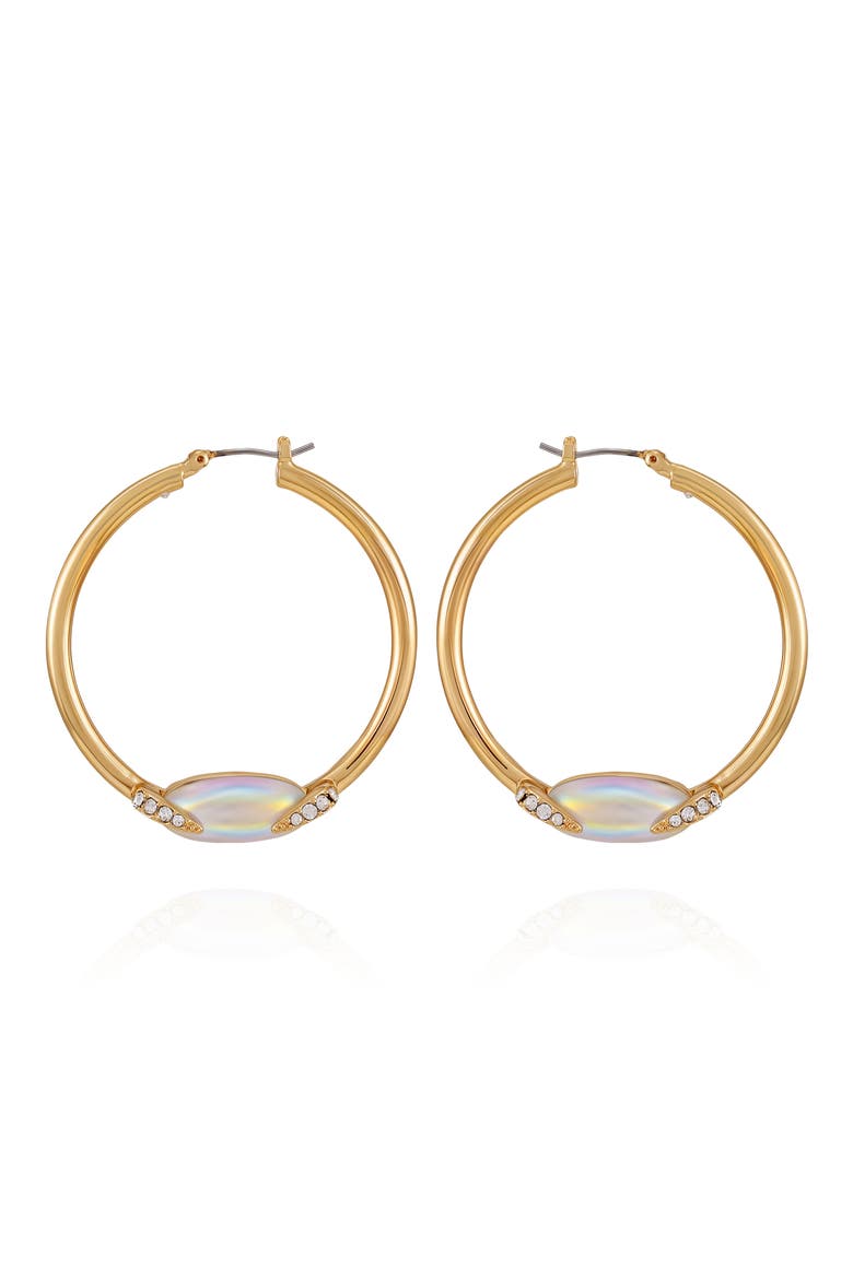 Frosted Stone Hoop Earrings, Main, color, GOLD TONE