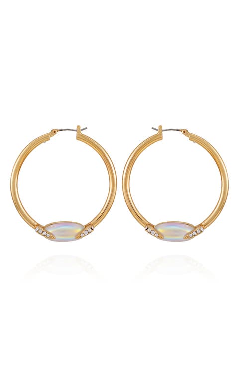 Frosted Stone Hoop Earrings