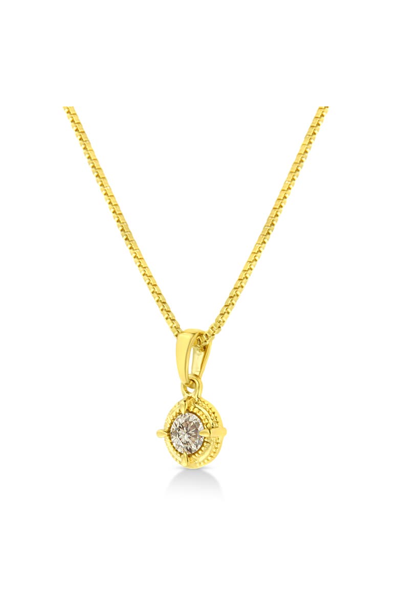 Haus of Brilliance 14K Yellow Gold Plated Silver 1/2 Cttw Diamond Solitaire Milgrain Pendant Necklace, Alternate, color, Yellow