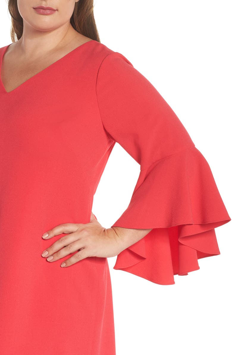 Eliza J Bell Sleeve Crepe Shift Dress, Alternate, color, 