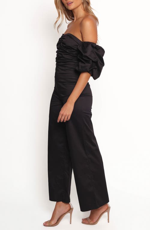 Petal And Pup Petal & Pup Myla Off The Shoulder Ruched Cotton Jumpsuit In Black