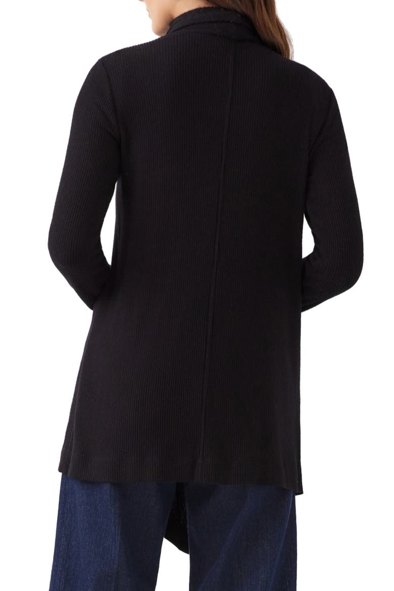 Ribbed Drape Front Cardigan, Alternate, color, BLACK