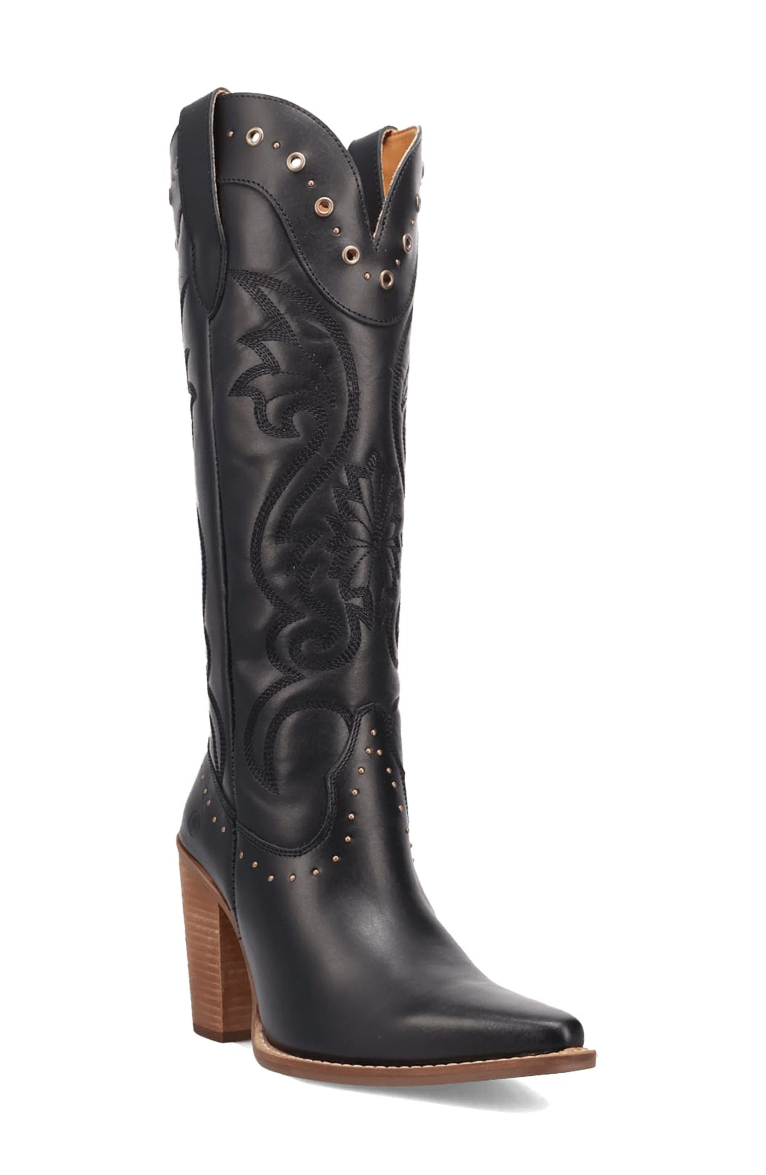 Dingo Rock N Rebel Knee High Western Boot, Main, color, Black