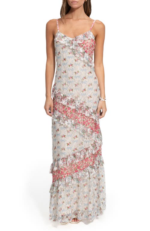 Agua Bendita Alana Lace & Ruffle Sleeveless Cover-Up Maxi Dress in White at Nordstrom, Size Small