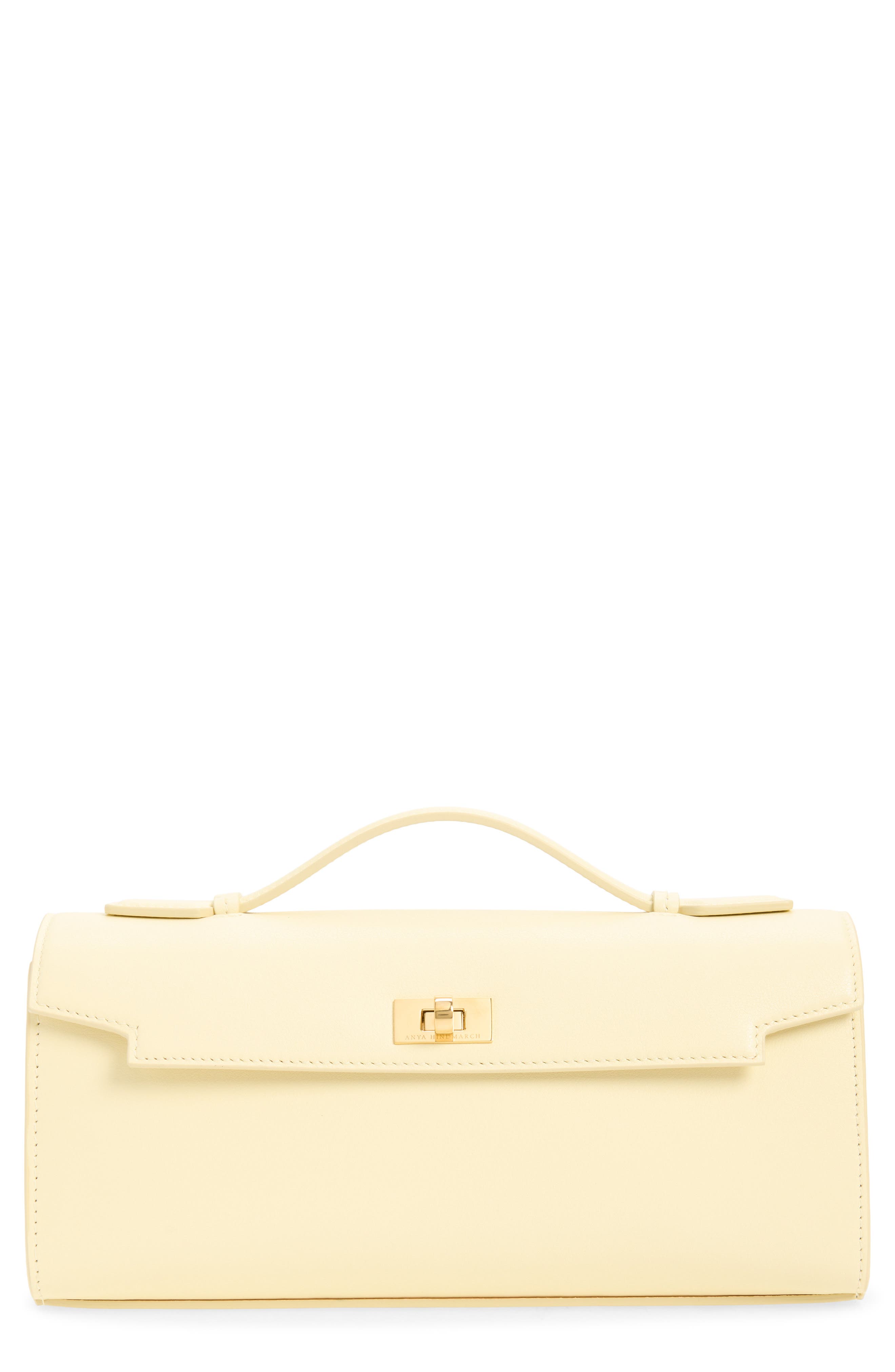 Mortimer Leather Clutch, Main, color, BUTTER