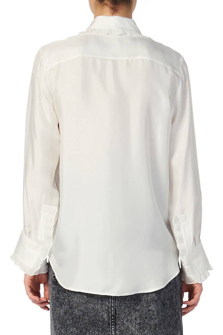 Taina Ruffle Trim Long Sleeve Silk Blouse, Alternate, color, ECRU