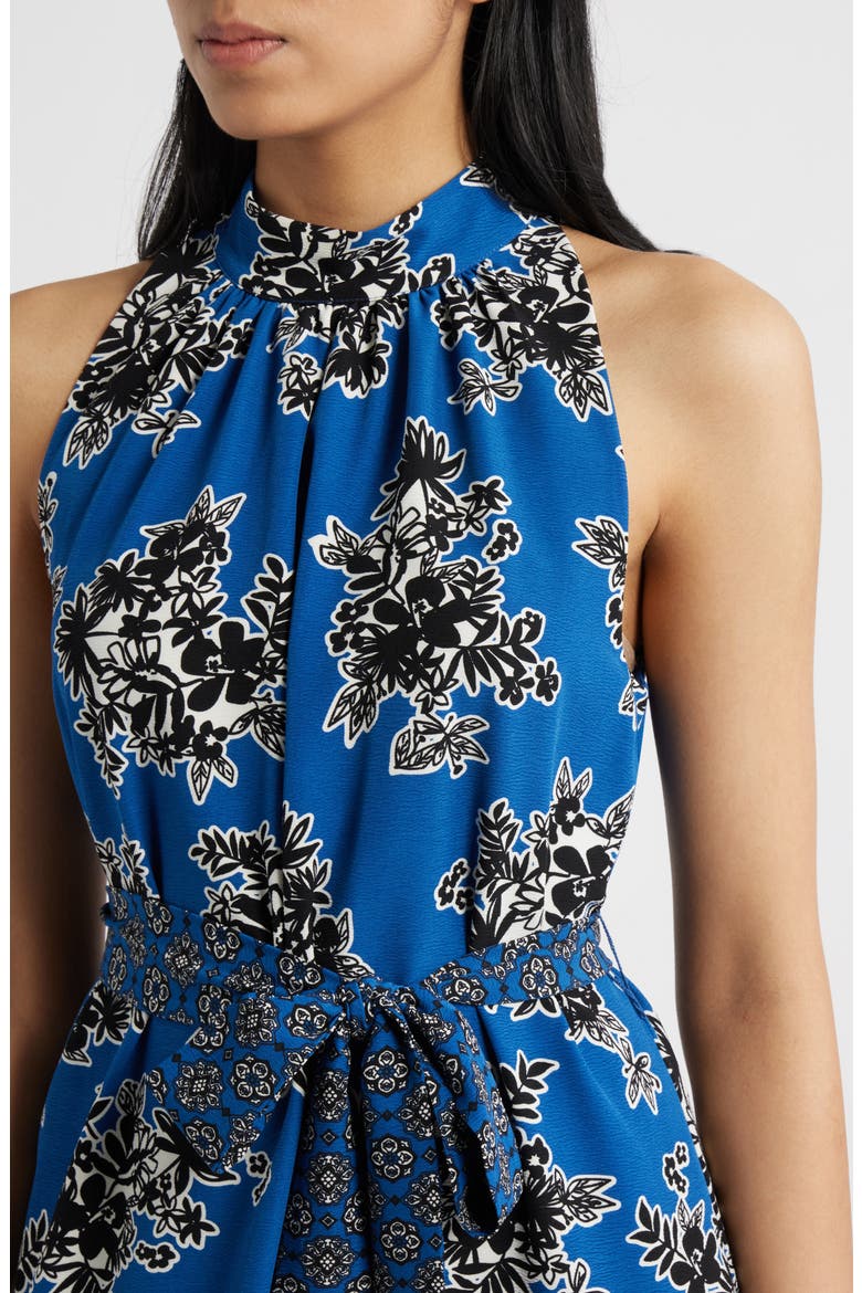 Bandana Layered Ruffle Sleeveless Dress, Alternate, color, BLUE/ WHITE