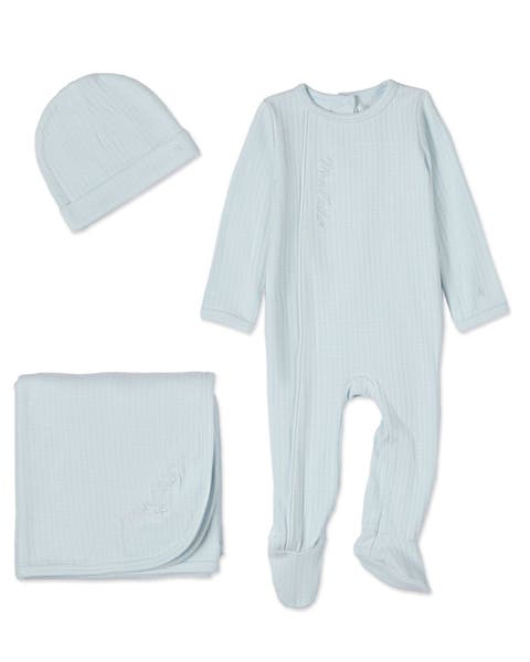 3 Piece Baby Cotton Rich Pointelle Footie Set