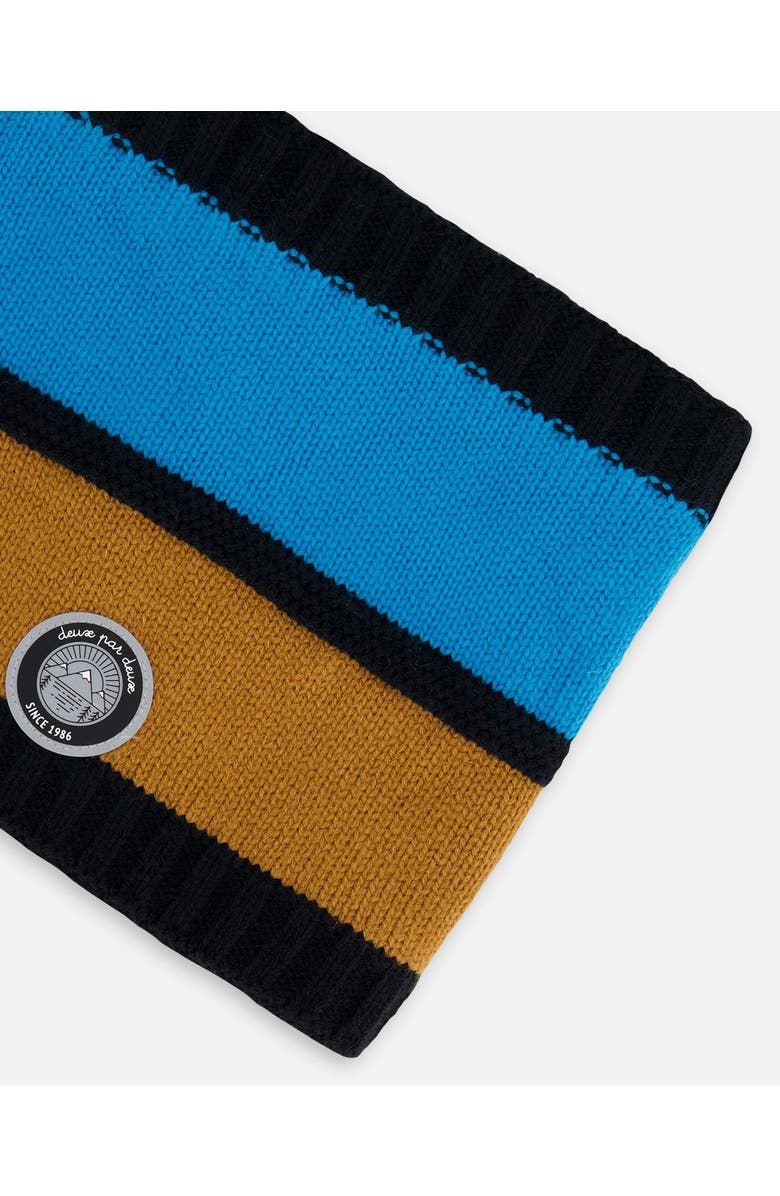 Deux par Deux Boy's Knit Neckwarmer Blue, Black And Spice, Alternate, color, 