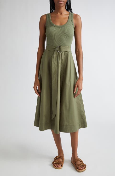 Ennis Mixed Media Stretch Cotton Dress