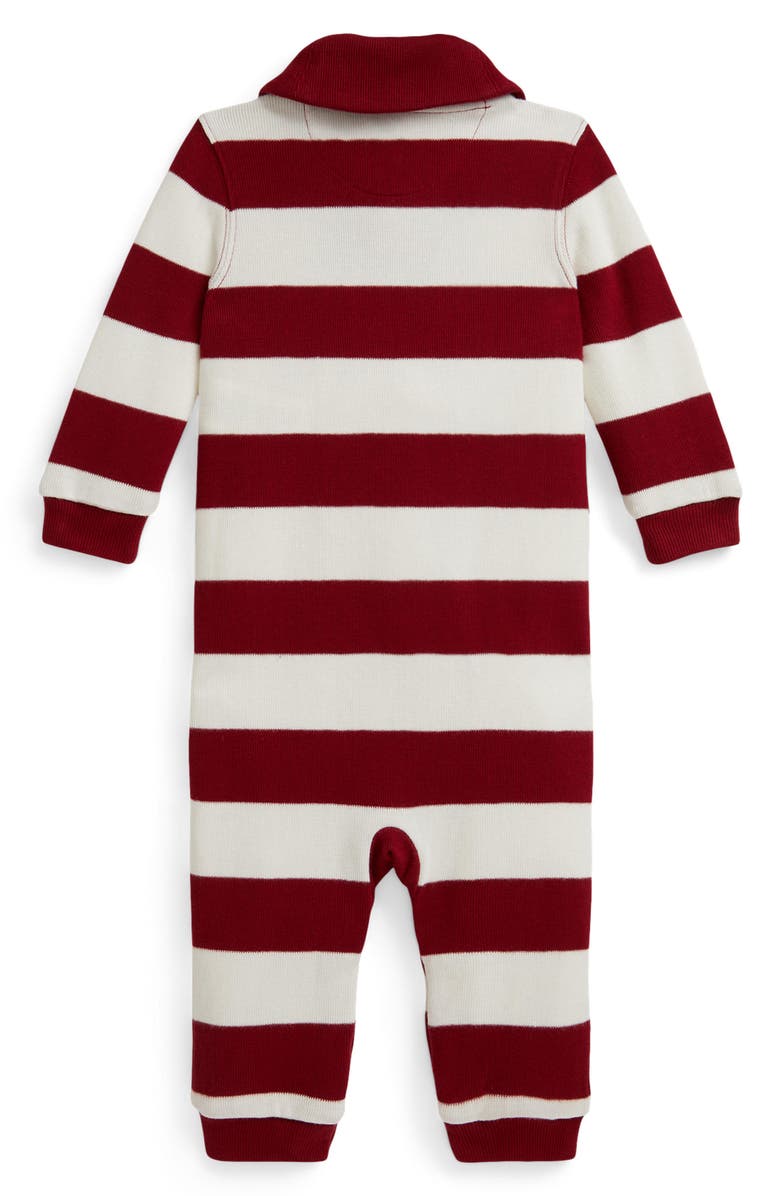 Ralph Lauren Estate Rib Knit Romper, Alternate, color, Red