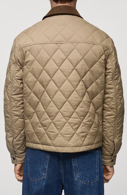 Mango Men's Corduroy Collar Quilted Jacket In Beige