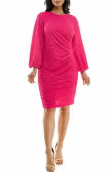 Nina Leonard Glitter Long Sleeve Body-Con Dress