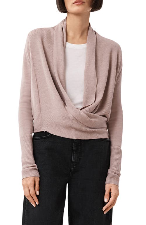 Allsaints Wasson Pirate Wrap Merino Wool Cardigan In Pink