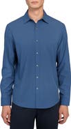 W.R.K Slim Fit Navy Diamond Dot Print Performance Button-Up Shirt