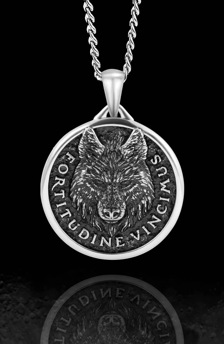 Vincero Men's Wolf Pendant Necklace, Alternate, color, Silver