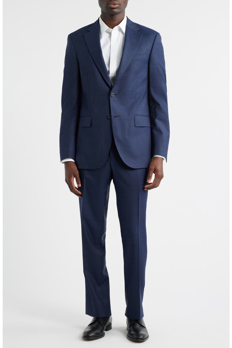 Flynn Classic Fit Navy Micrcheck Wool Suit, Main, color, BLUE