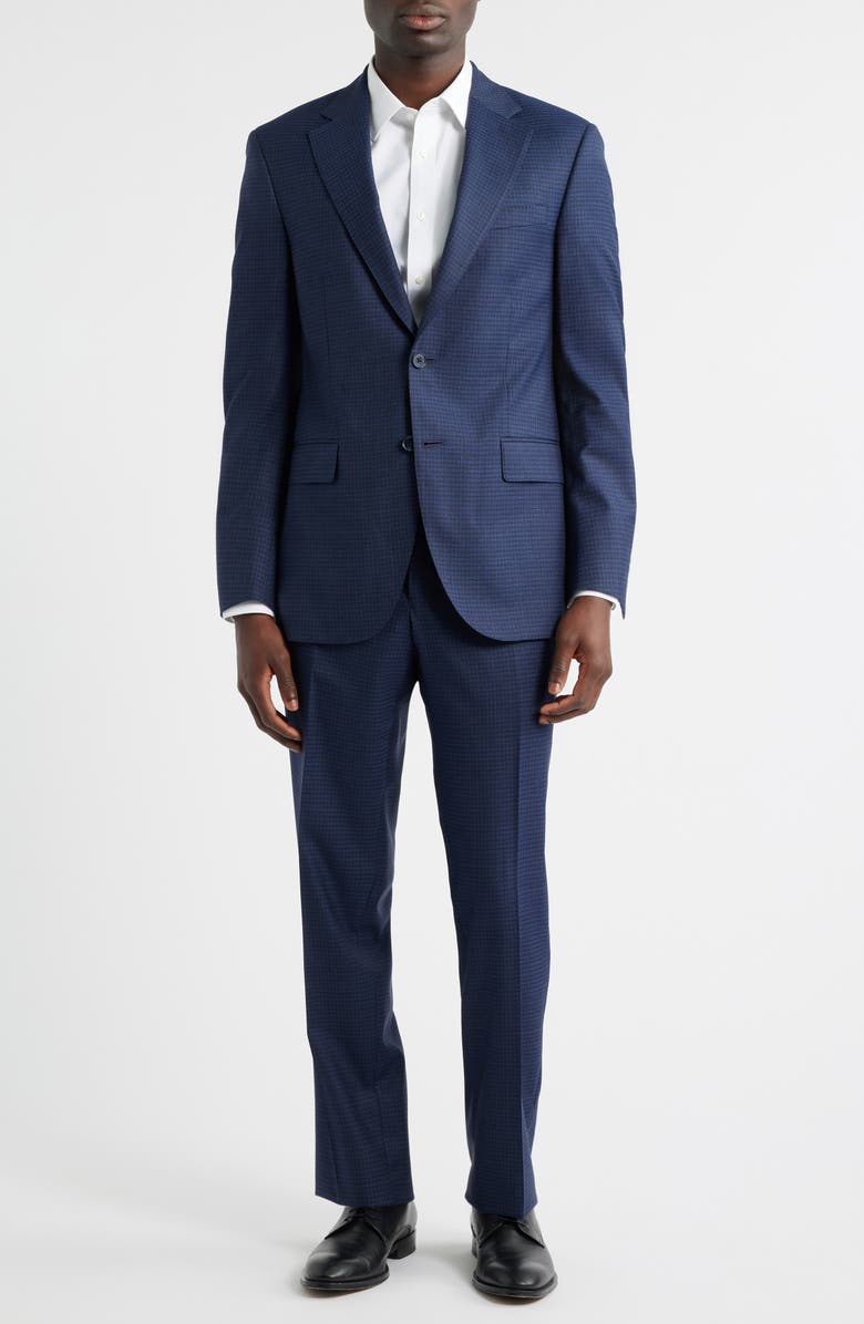 Peter Millar Flynn Classic Fit Navy Micrcheck Wool Suit, Main, color, Blue