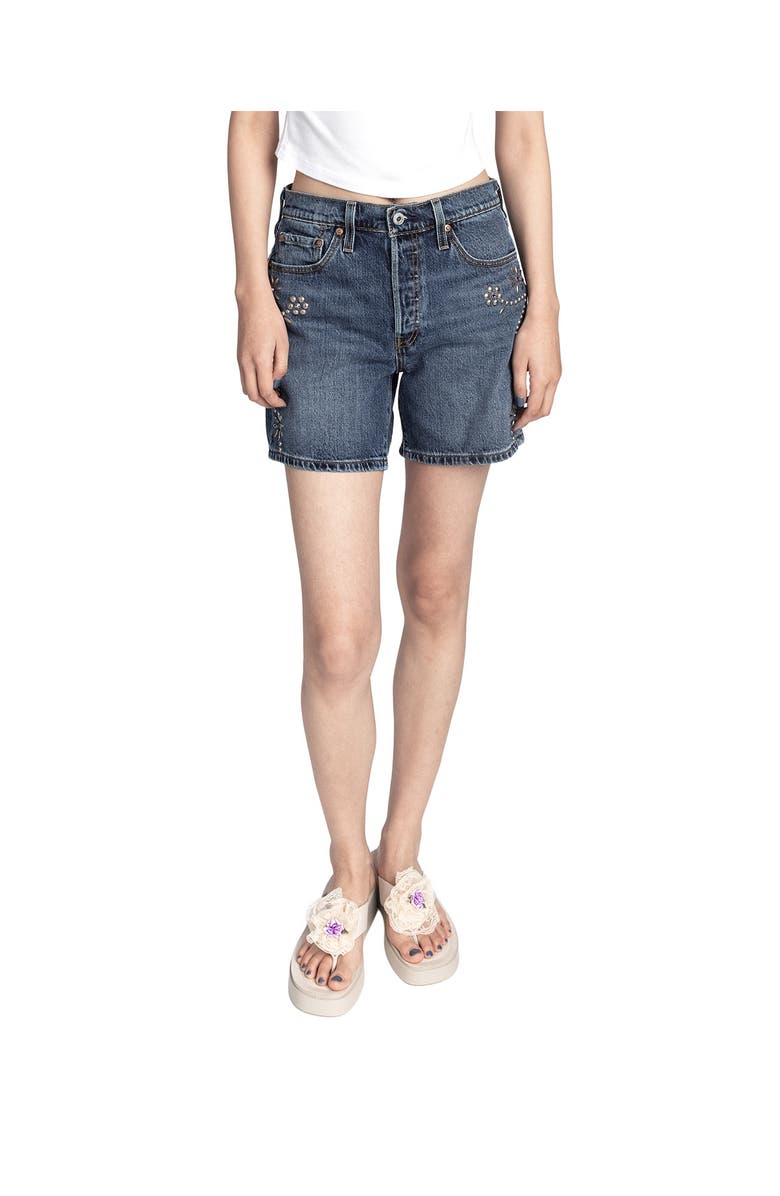Anna Sui Studded Shorts, Main, color, Denim