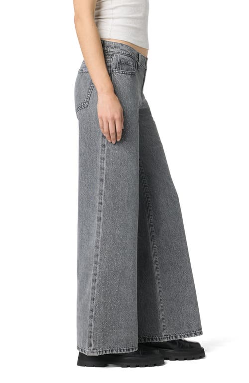 Joe's Crystal Embellished Low Rise Wide Leg Jeans In Gray