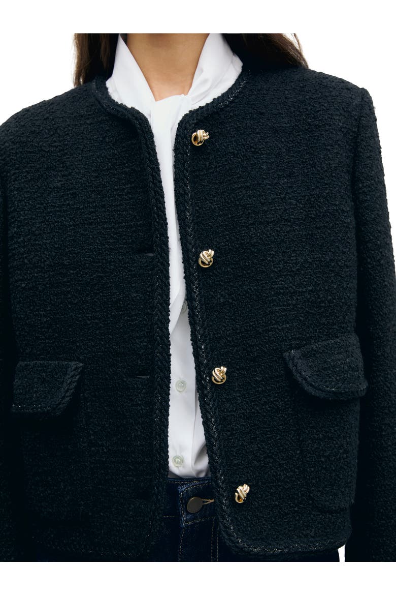 Judye Curly Tweed Jacket, Alternate, color, Black