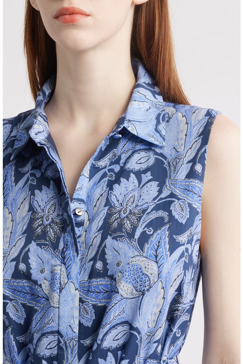 Floral Dip Dye Sleeveless Cotton Shirtdress, Alternate, color, BLUE MULTI