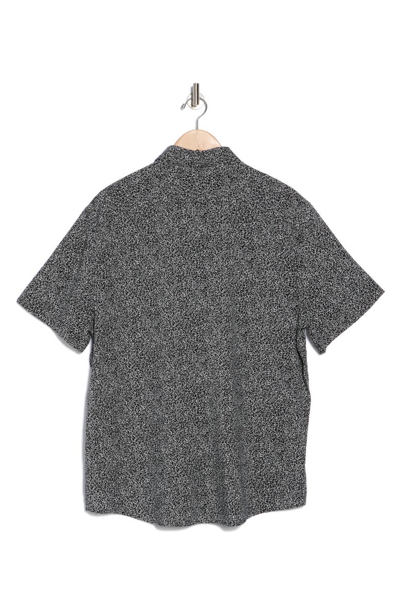 Perry Ellis Scribble Print Short Sleeve Button-Up Shirt, Alternate, color, Black
