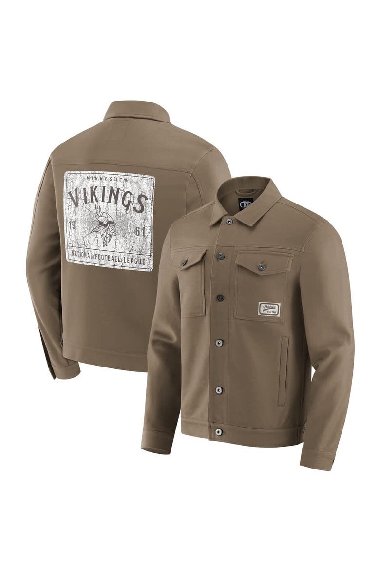 Men's Darius Rucker Collection by Fanatics Tan Minnesota Vikings Trucker Full-Button Jacket, Main, color, Tan