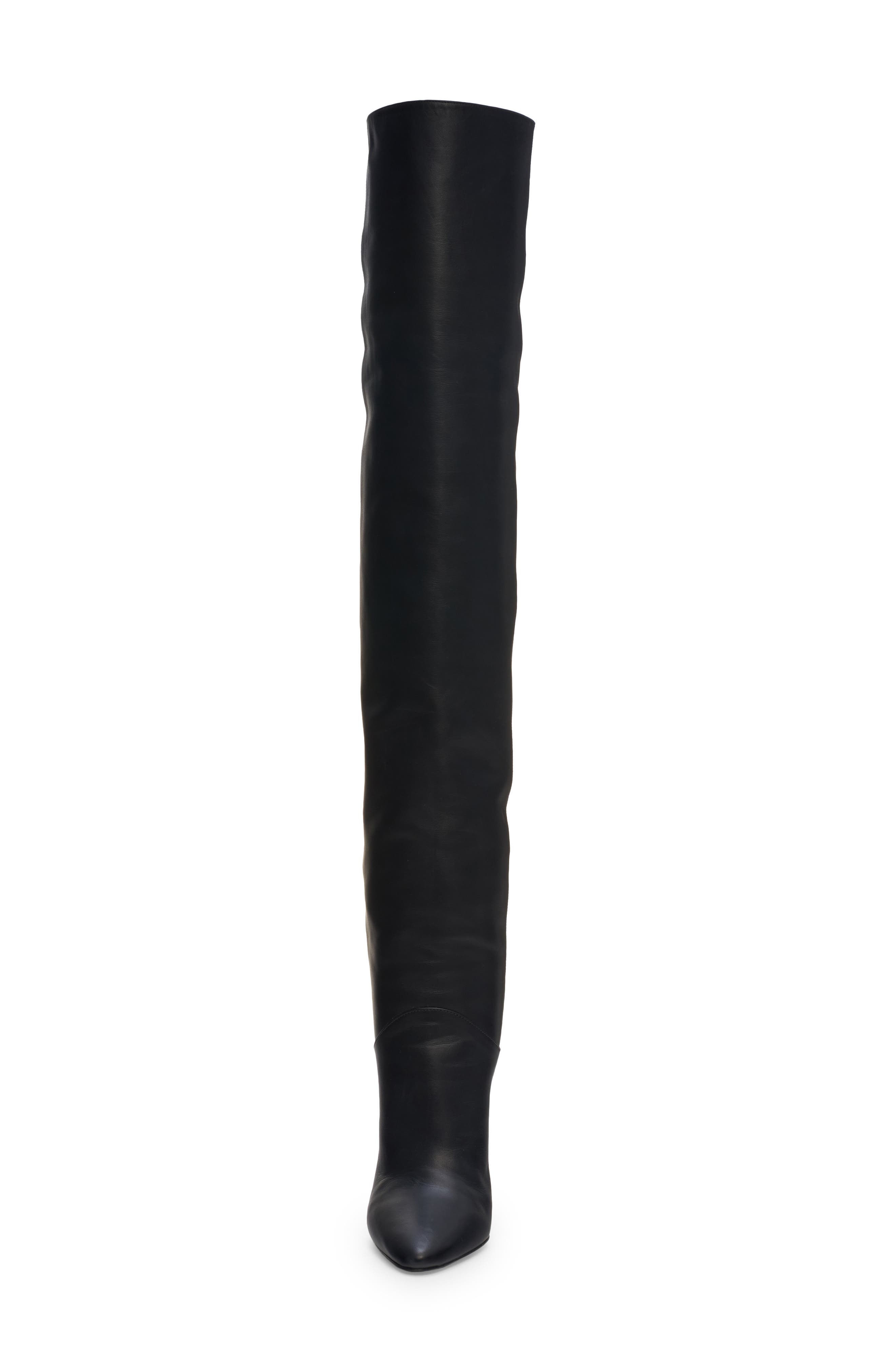 Deboot Gold Heel Over the Knee Boot, Alternate, color, BLACK