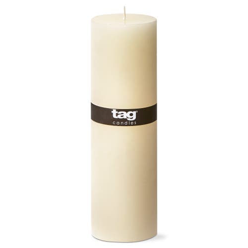Tag Ivory Pillar Wax Candle Set Of 2 Unscented Long Burning In Neutral