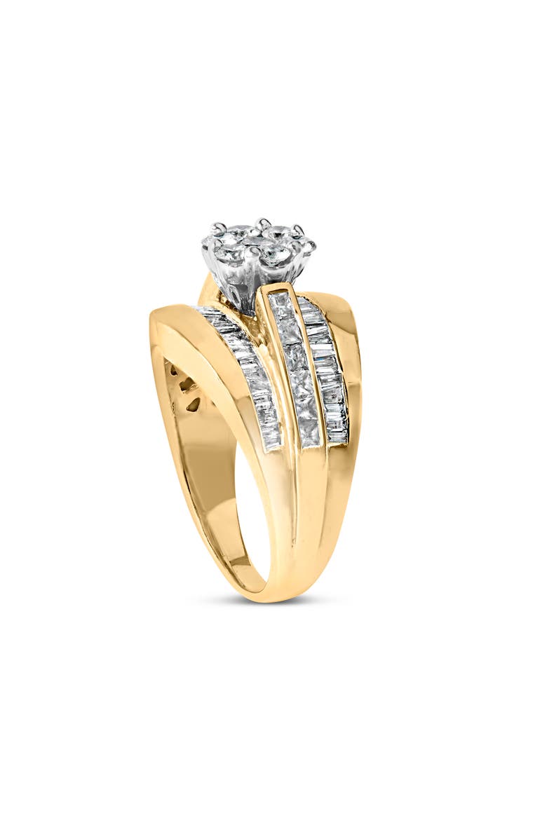14K Yellow Gold 2-1/3 Ctw Diamond Cluster Channel Set Chevron Shaped Engagement Ring, Alternate, color, Yellow Gold