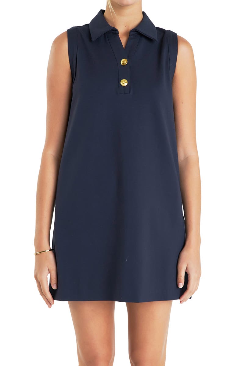 English Factory Collar Shift Minidress, Alternate, color, Navy