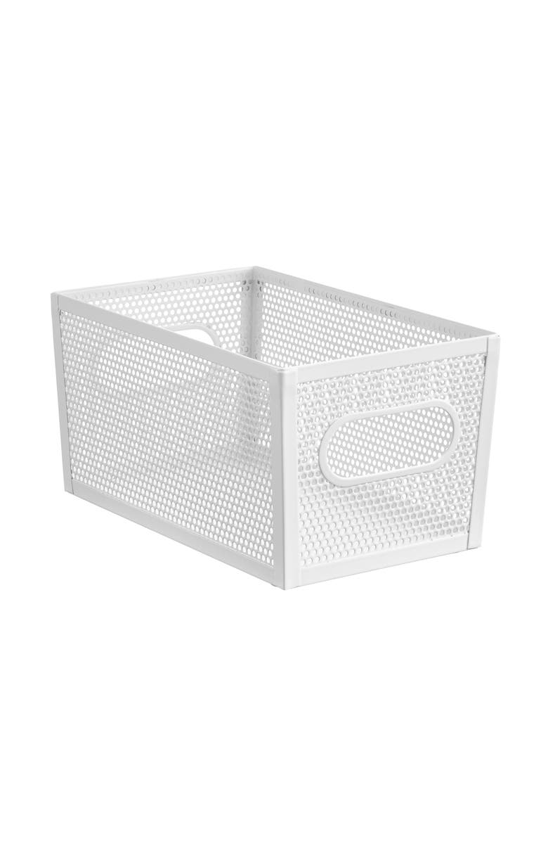 mDesign Perforated Metal Storage Bin with Handles - Set of 4 - Matte White, Alternate, color, White