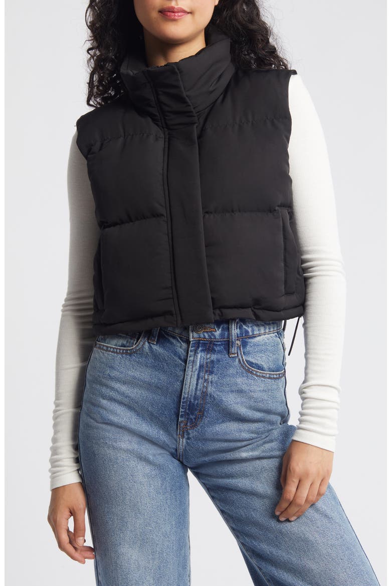 Crop Puffer Vest, Alternate, color, BLACK