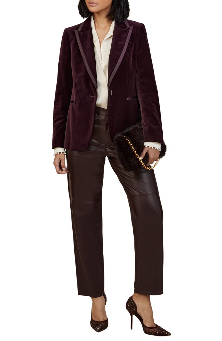 Reiss Elia Cotton Velveteen Blazer, Alternate, color, Burgundy