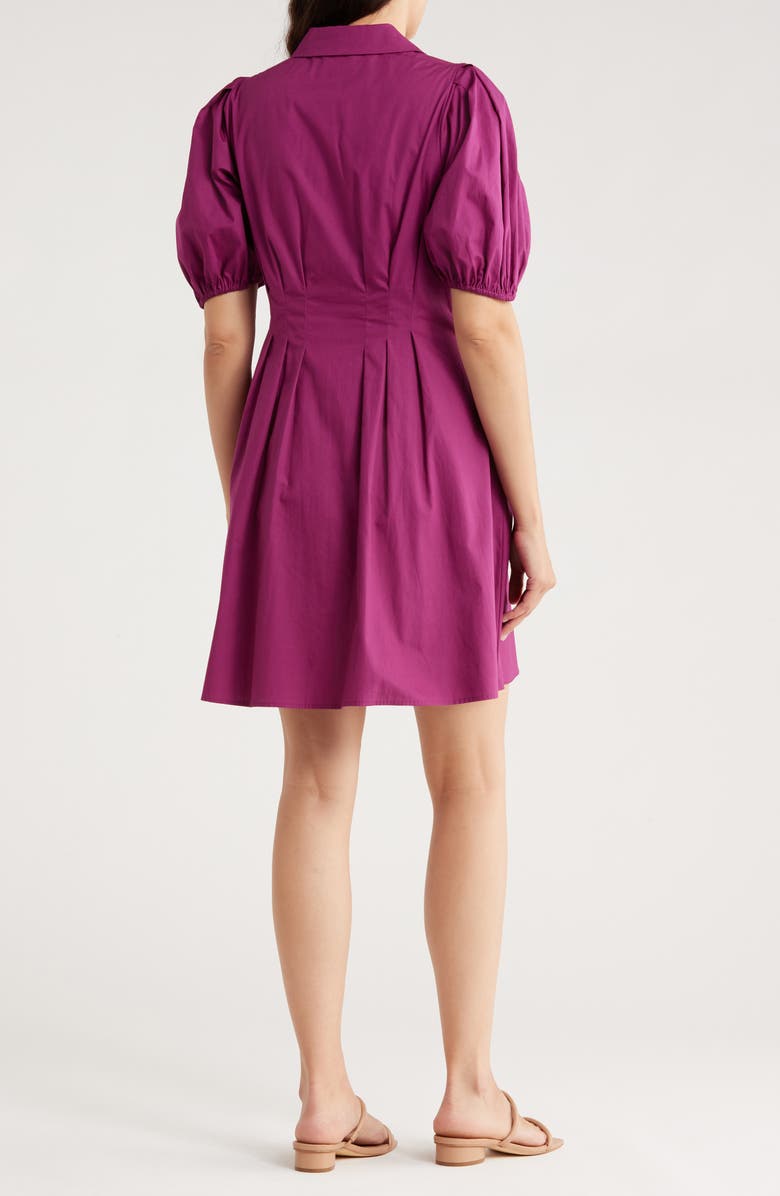 Eliza J Puff Sleeve Cotton Shirtdress, Alternate, color, Magenta