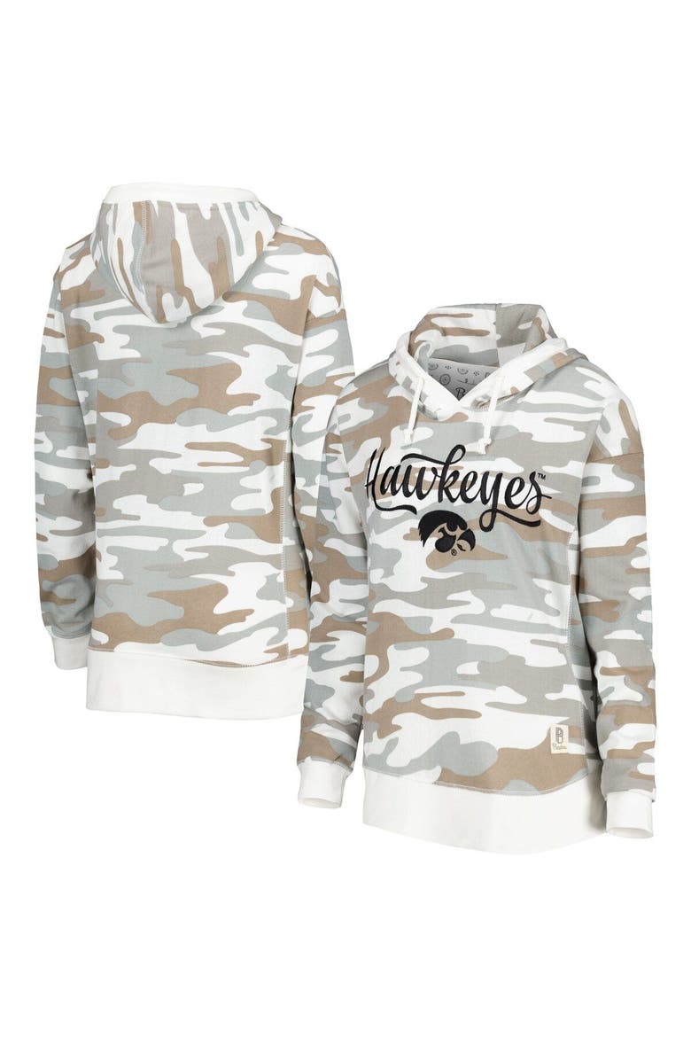 Women's Pressbox Camo Iowa Hawkeyes San Pablo Pullover Hoodie, Main, color, Camo
