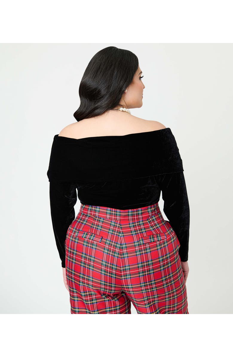 Unique Vintage Plus Size Fold Shoulder Long Sleeve Knit Top, Alternate, color, Black