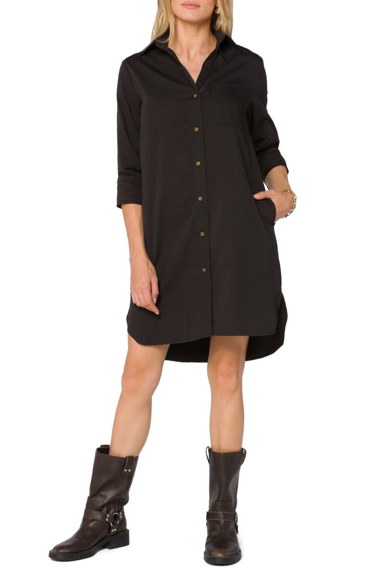 Morrigan Relaxed Fit Shirtdress, Main, color, BLACK
