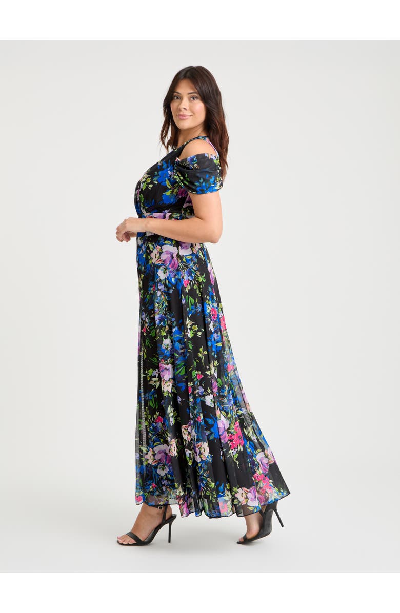 Scarlett & Jo Jasmine Cold Shoulder Maxi Dress, Alternate, color, Black Multi