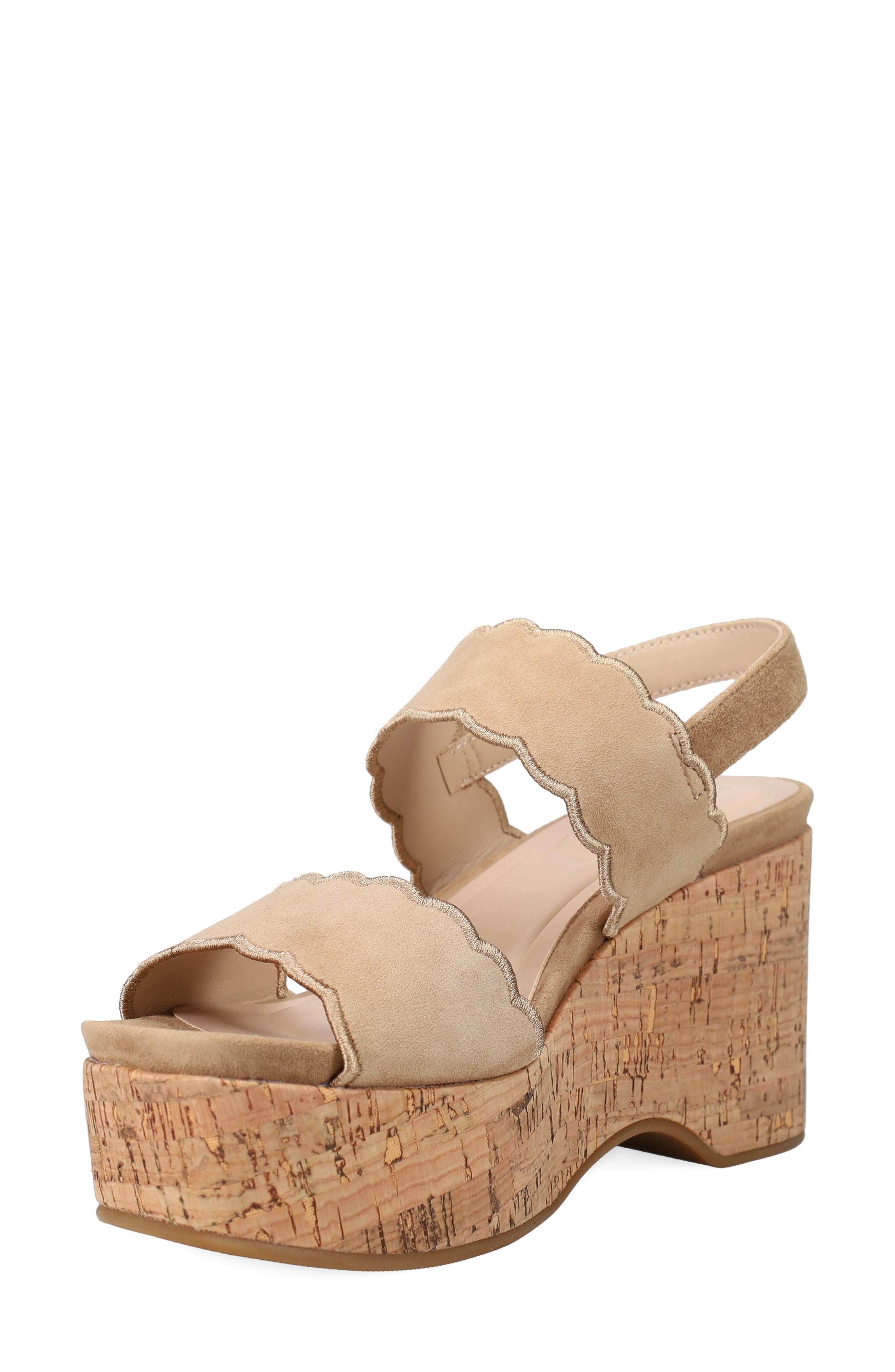 Pelle Moda Cicel Slingback Platform Wedge Sandal, Alternate, color, Fawn