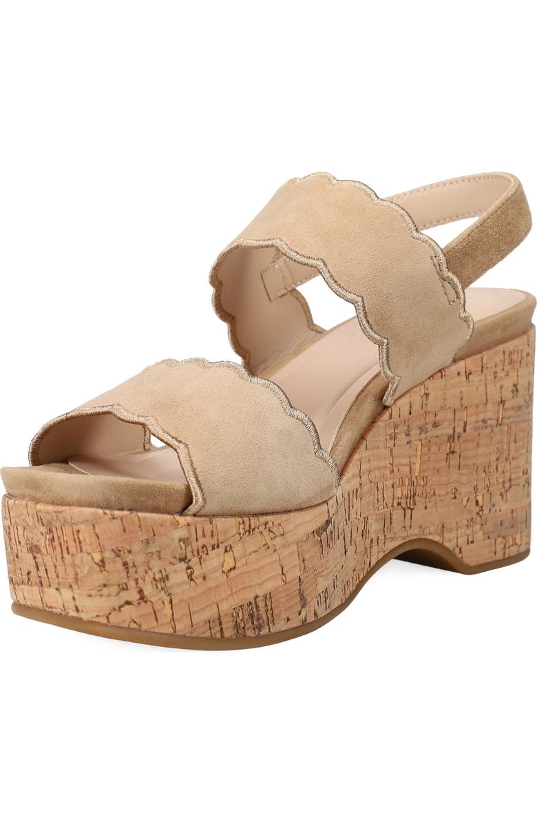 Pelle Moda Cicel Slingback Platform Wedge Sandal, Alternate, color, Fawn
