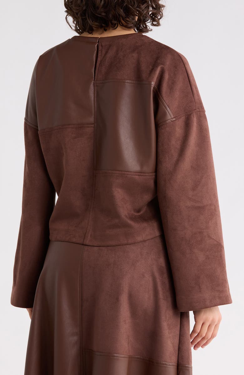 Halogen<sup>®</sup> Faux Suede Pieced Top, Alternate, color, Chocolate
