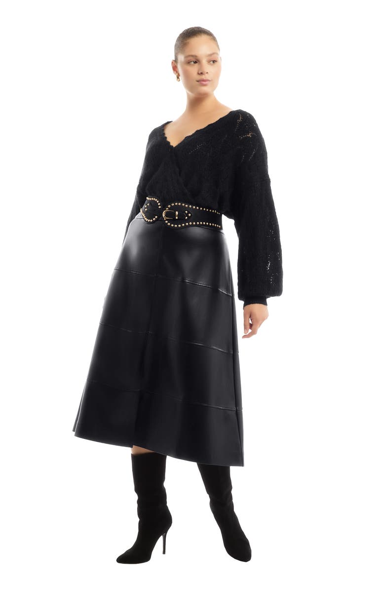 June + Vie Cropped Boat Neck Sweater, Main, color, Black Onyx