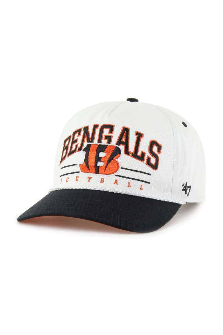 Men's '47 White/Black Cincinnati Bengals Roscoe Two-Toned Hitch Adjustable Hat, Main, color, White