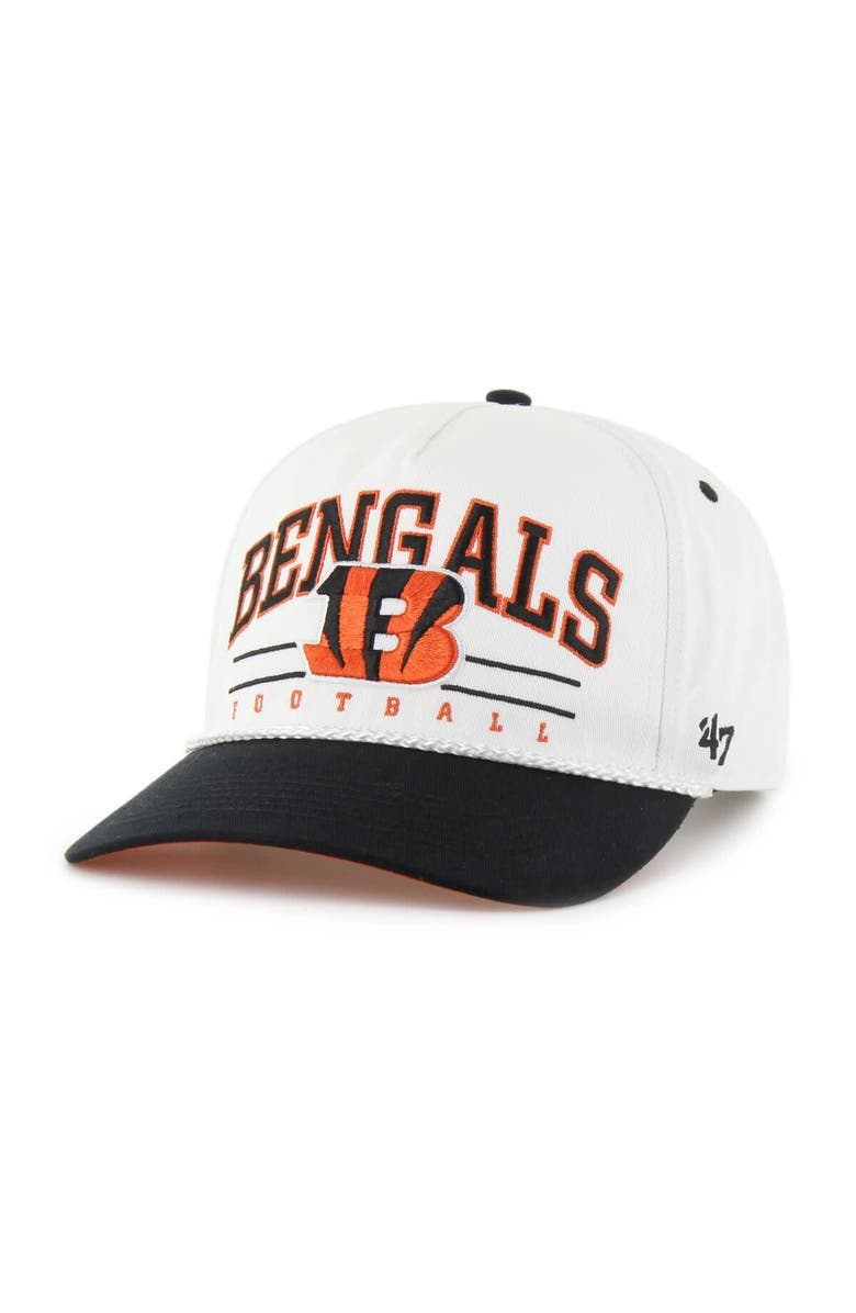 '47 Men's '47 White/Black Cincinnati Bengals Roscoe Two-Toned Hitch Adjustable Hat, Main, color, 